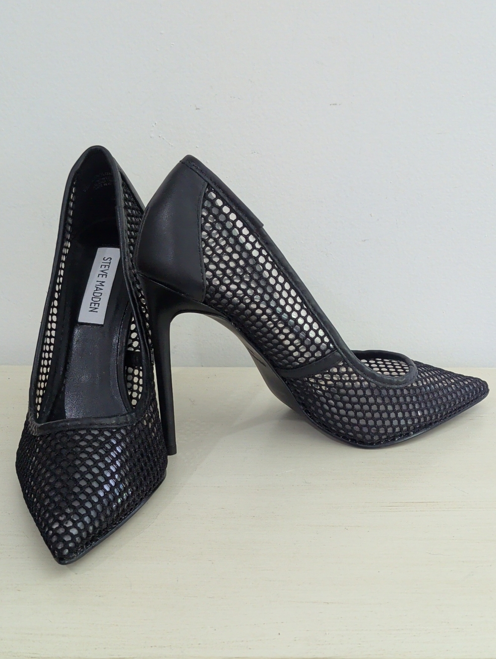 Steve Madden Black Mesh Pointed-Toe Stiletto Pumps Size 8.5